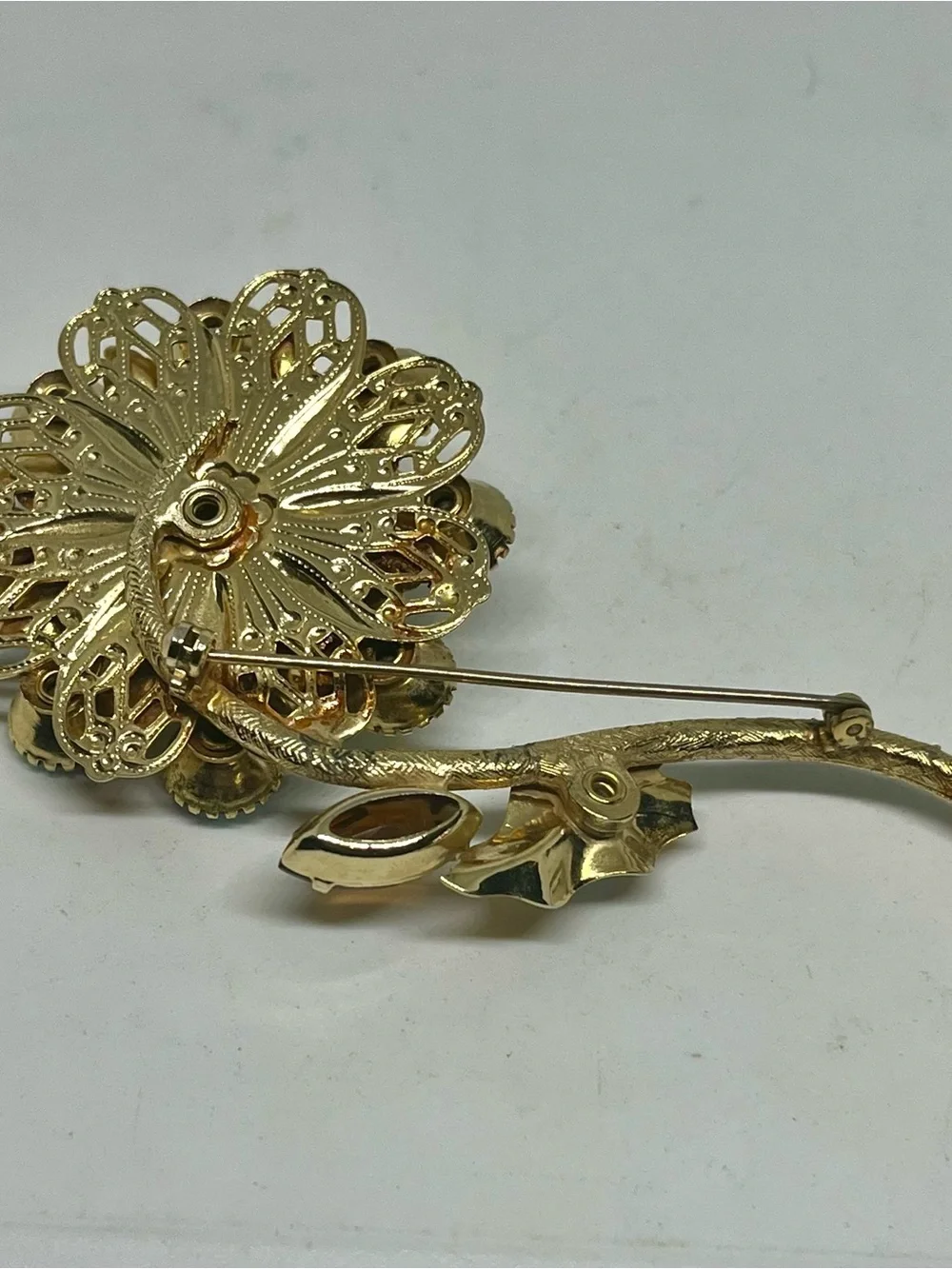 Vintage Aurora Borealis Floral Brooch